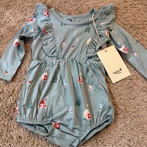 Kyte BABY Teal Winter Print Romper